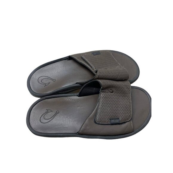 Olukai Kekoa Slide Synthetic Brown Beach Flip Flop Sandals Shoes Mens 12 - Picture 1 of 8